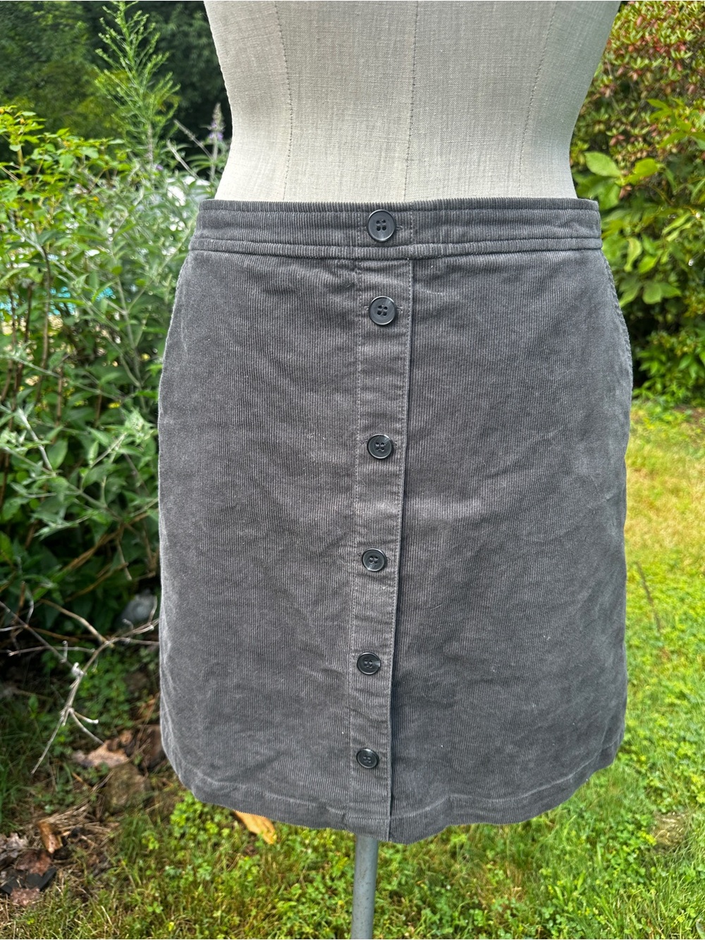 J. Crew Gray Button-Front Corduroy Mini Skirt